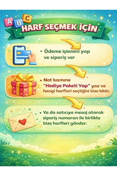 Hisar çelik 4lü harfli bileklik seti Soru&Cevap kısmından harf belirtiniz
