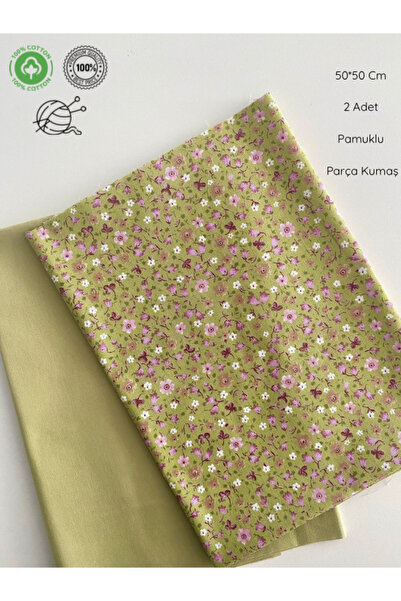 seyranat 2 Pieces, Width 50 cm Soft Green Floral Patterned Bag, Wallet, Hobby...