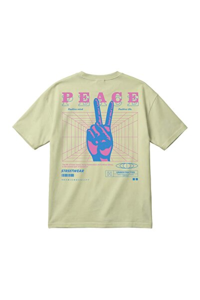 barsdepo Υπερμεγέθες Unisex T-Shirt – Μπλουζάκι με στάμπα Peace, Ρετρό Street...