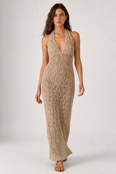 ALEXANDERGARDI Halter Neck Openwork Long Dress