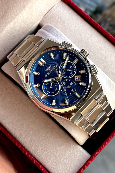 FERRO Men's wristwatch steel band 2 years warranty waterproof boxed