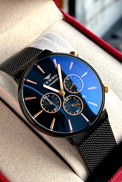 FERRO Men's wristwatch steel band 2 years warranty waterproof boxed