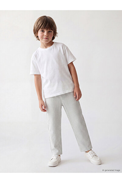 LC Waikiki Nevavm Striped Boys' Trousers with Tie at the Waist