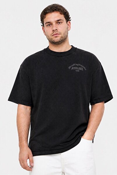 Good For Nothing Men Crew Neck Short Sleeve Brand Logo T-Shirt, Black