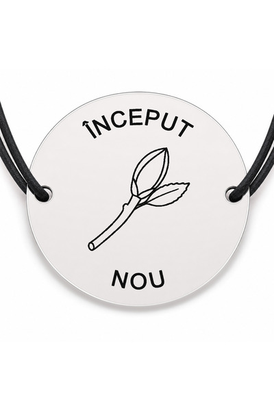 Simoshop Brățară argint 925 cu bănuț gravat mugur cu mesajul „Început nou", ș...