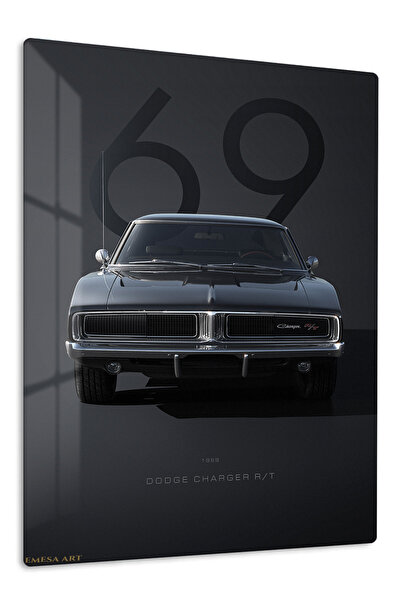 Emesa Art 1969 Dodge Charger R/T Black Metal Wall Art