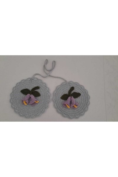 KAZANKIRAN Hand-Knitted Lily Motif Oven Mitt