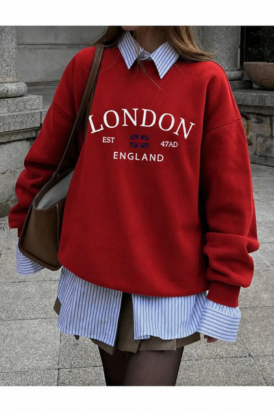 Trend Sizde Hanorac unisex London cu aspect confortabil și decolteu tip crewn...