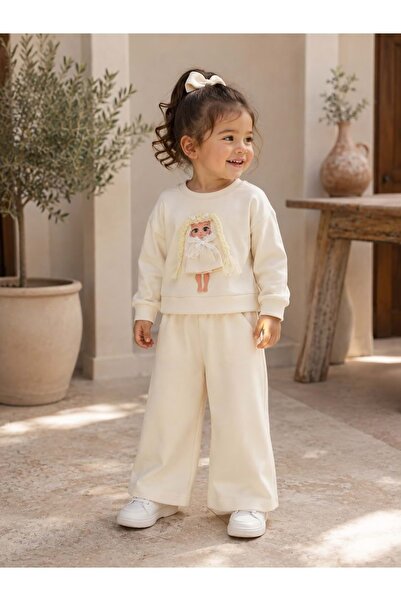 gültekin bebe Lumia Baby Saçlı Figürlü Kız İkili Eşofman Takım 2-5 Yaş -KAY44...