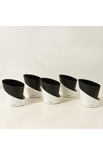 Generic KYARI Combo of 5 Matte Black Self-Watering Pots for indoor plants, Be...