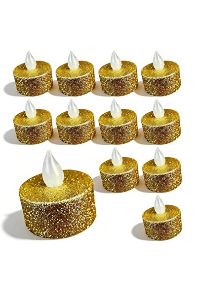 Generic 12 Pack Gold Flameless LED Tea Lights - Realistic Electric Fake Tea C...
