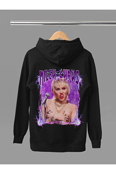 MAGORS Miley Cyrus Printed Cotton Long Sleeved 3-Yarn Hooded Sweatshirt