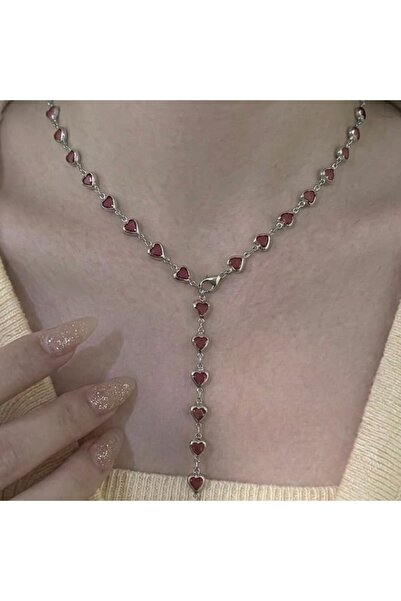Heda Jewelry قلادة على شكل قلب أحمر