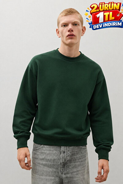 DAMGA JEANS Men's 100% Cotton Comfortable Red-Green Winter Sweatshirt