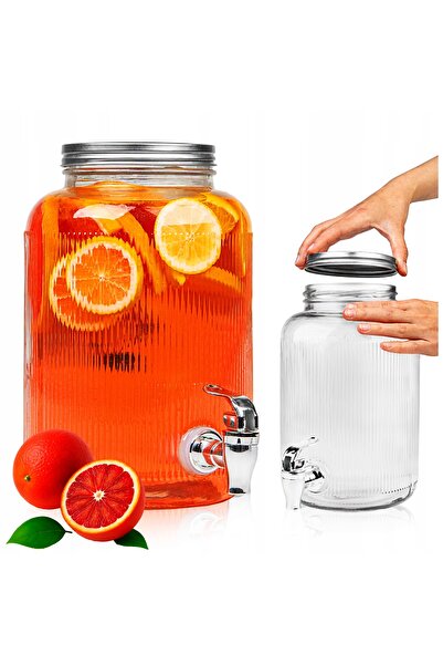 SuperButelki Borcan din Sticla cu Robinet Si Capac Filetat, 4 l, 24.5x16 cm, ...