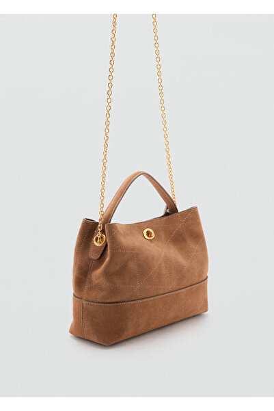 MANGO Woman Deri bucket çanta
