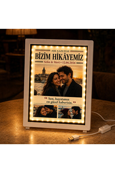 Sultan magnet hediyelik Kişiye Özel LED Işıklı Sihirli Ayna Fotoğraflı USB’li...