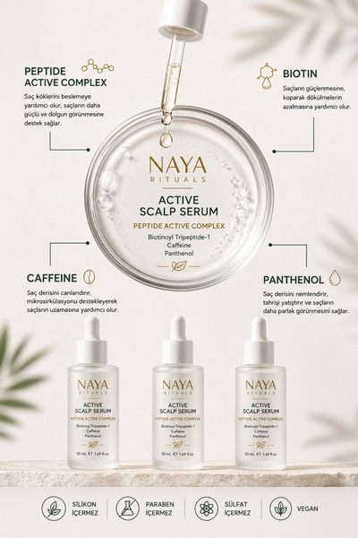 Naya Rituals Peptide + Caffeine + Panthenol Active Scalp Serum for Spilt and Thinning Hair Scalp Care Serum 50 ml -