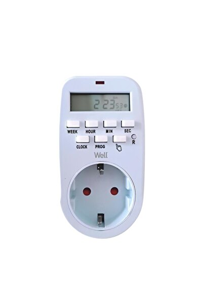 OEM Ψηφιακή προγραμματιζόμενη πρίζα Well TIMER-DIG-01-WL, 16 Α, εσωτερικού χώρου
