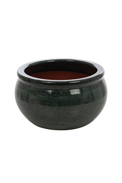 OEM Ghiveci ceramic, interior / exterior, rotund, verde, 33 x 18 cm, 21237 V
