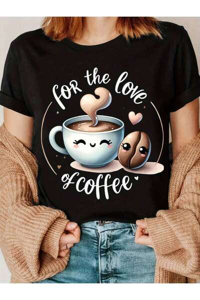 2BIR Oversized Women's T-Shirt, Loose Fit, Flat Print. Fun Cartoon And Coffee...