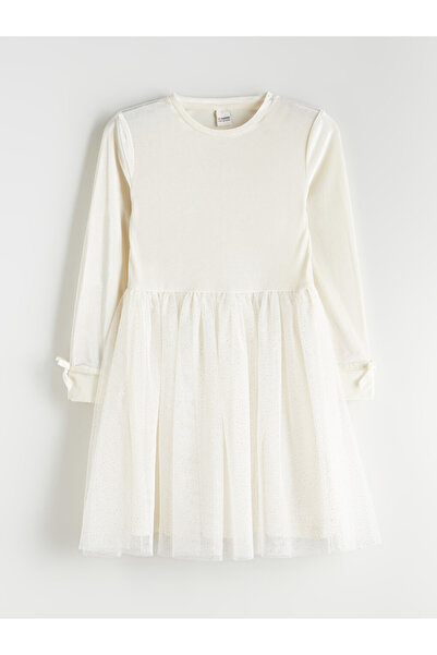 LC Waikiki Crew Neck Sparkling Girls Velvet Tulle Dress