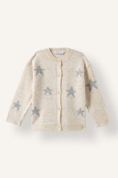 DeFacto Star Patterned Crew Neck Knitwear Basic Cardigan Baby Girl I4958A526Wn
