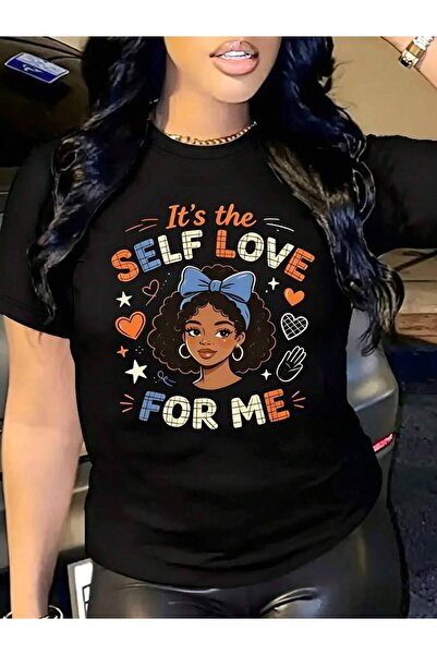 23ERVA تي شيرت نسائي كاجوال بتصميم جرافيك، تصميم Self Love Me، مناسب للارتداء...