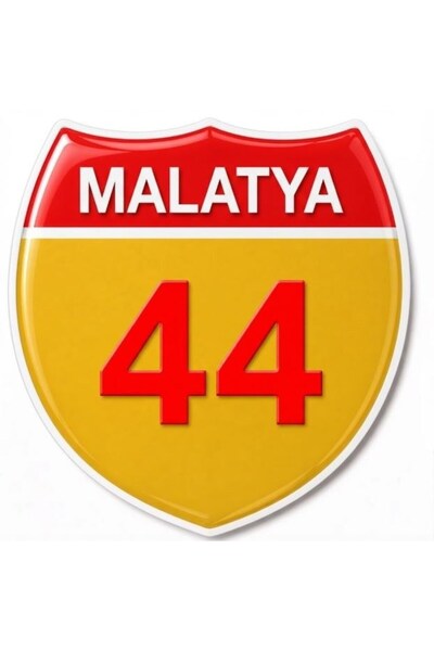 Redline Grafik Redlinegrafik Malatya 44Plaka Kodlu 3D Kabartmalı Araç 1 Adet Sticker Etiket sarı kırmızı Renk