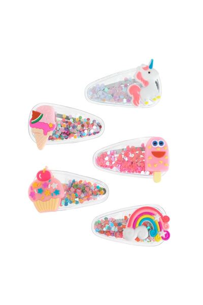 OEM Clame Par Metalice Transparente cu Inghetata Cupcake Unicorn Confetti Col...