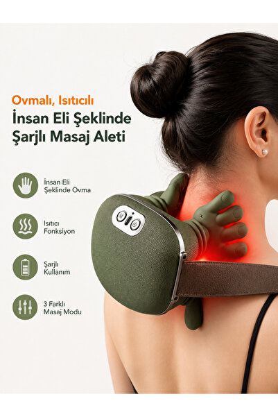 Moxti Şarjlı Yoğurmalı Boyun Ve Sırt Masaj Aleti - Isıtmalı Kulunç Ve Masaj C...
