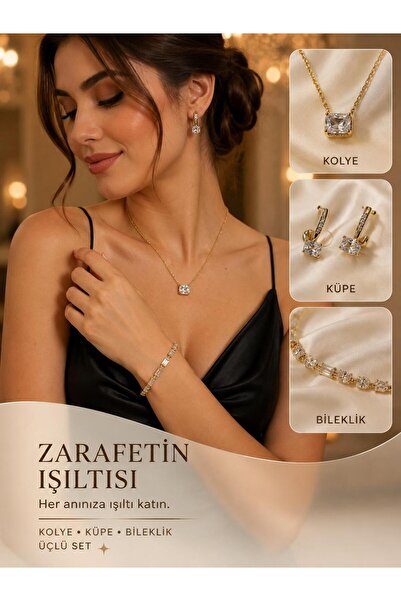 A&Ç SHOP Baget Necklace - Earrings and Bracelet Set