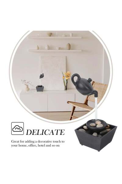 Generic Fântână arteziană de interior, model cascadă, negru mat, 27 cm