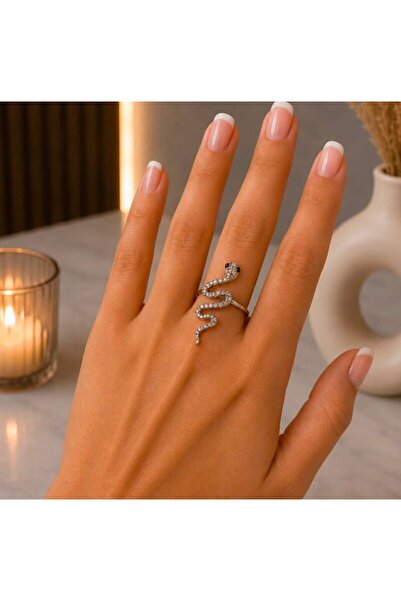 MARE BUTİK Zircon Stone Snake Figured Ring