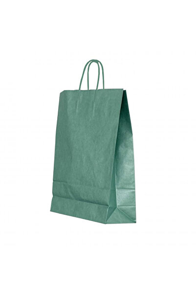 MC Micostore Punga hartie maner rasucit 18 x 8 x 22 cm verde lucios/alb papiroti