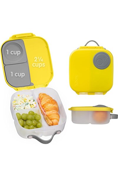 b.box Silicone Mini Lunch Box for Kids with Adjustable Dividers Easy Open Rem...