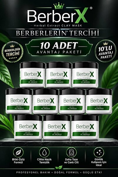 berberx Professional Clay Mask Kil Maskesi 10’lu Avantaj 650 Gr X10