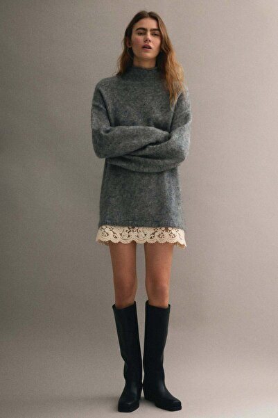 H&M Lace-trimmed mohair-blend jumper