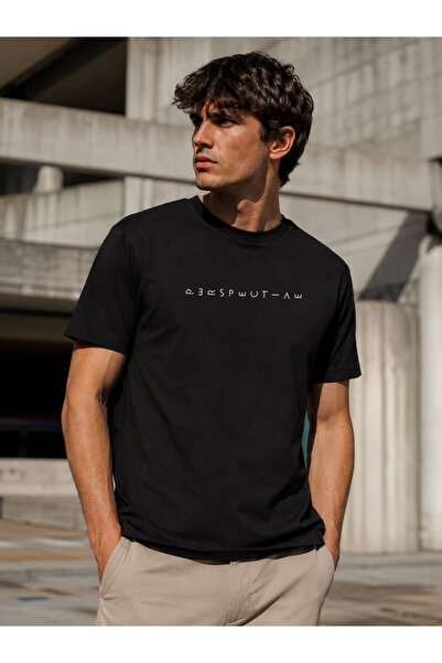 HAEDUS Unisex μπλουζάκι με μίνιμαλ στάμπα και κανονική εφαρμογή, με λαιμόκοψη...
