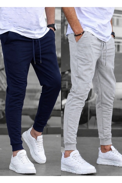 TORUK MAKTO Set of 2 Unisex Ribbed Leg Sweatpants Jogger Comfortable Fit Dail...