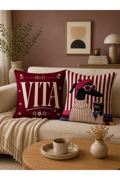 Pillow Home Σετ 2 διακοσμητικών καλύμματα μαξιλαριών με ψηφιακή εκτύπωση Dolc...