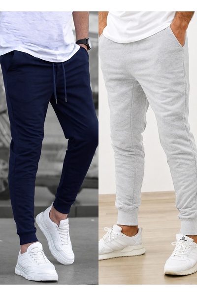 TORUK MAKTO Set of 2 Unisex Ribbed Leg Sweatpants Jogger Comfortable Fit Dail...