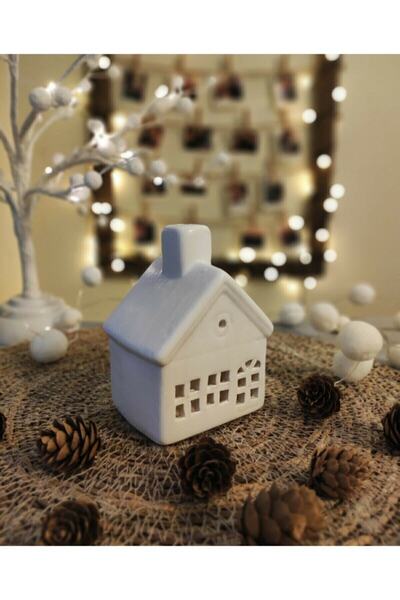 Damla Hediyelik Seramik Yılbaşı Ev Mumluk+iki Adet Tealıght Mum Hediyeli Set 3