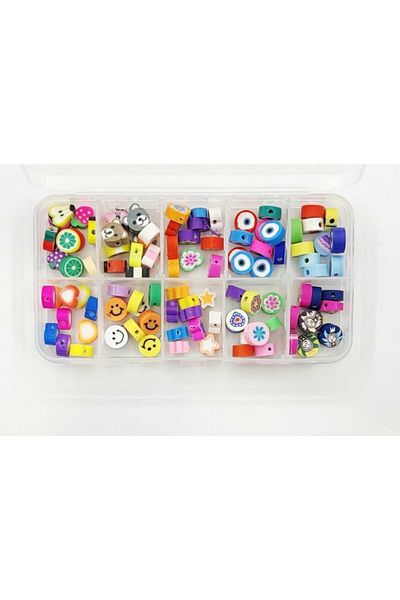 yiğit aksesuar Boxed Fimo Figure Bead Set 100 Pieces