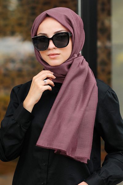 Neva Style - Şal Dusty Rose cu dungi 7547gk