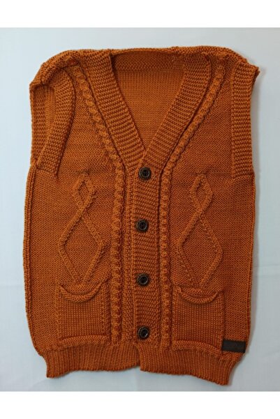 ÖZBEBİŞİM Bebek Hardal Sarı Triko Örgü Yelek