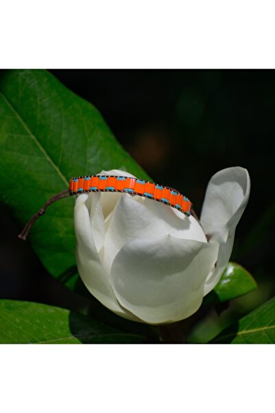 Daily Store Turuncu Ve Cam Göbeği Renkli Ip Tila Bileklik