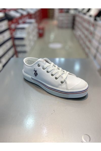 U.S. Polo Assn. Penelope Piele Albă Femei Scurt Convers