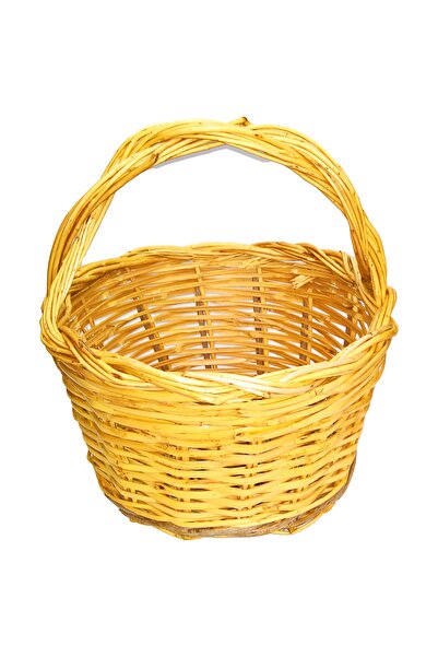 YALOVA AMBALAJ Balkon,manav,reyon,hediye,yumurta Sepeti 35x34x20 Cmm - Doğal El Örmesi Saplı