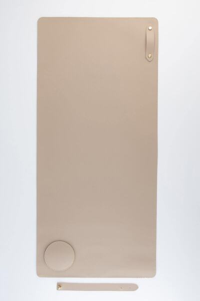 DK LEATHER Krem Masa Matı Laptop Altlığı Sümen Takımı Geniş Mousepad Yeni Iş Hediyesi